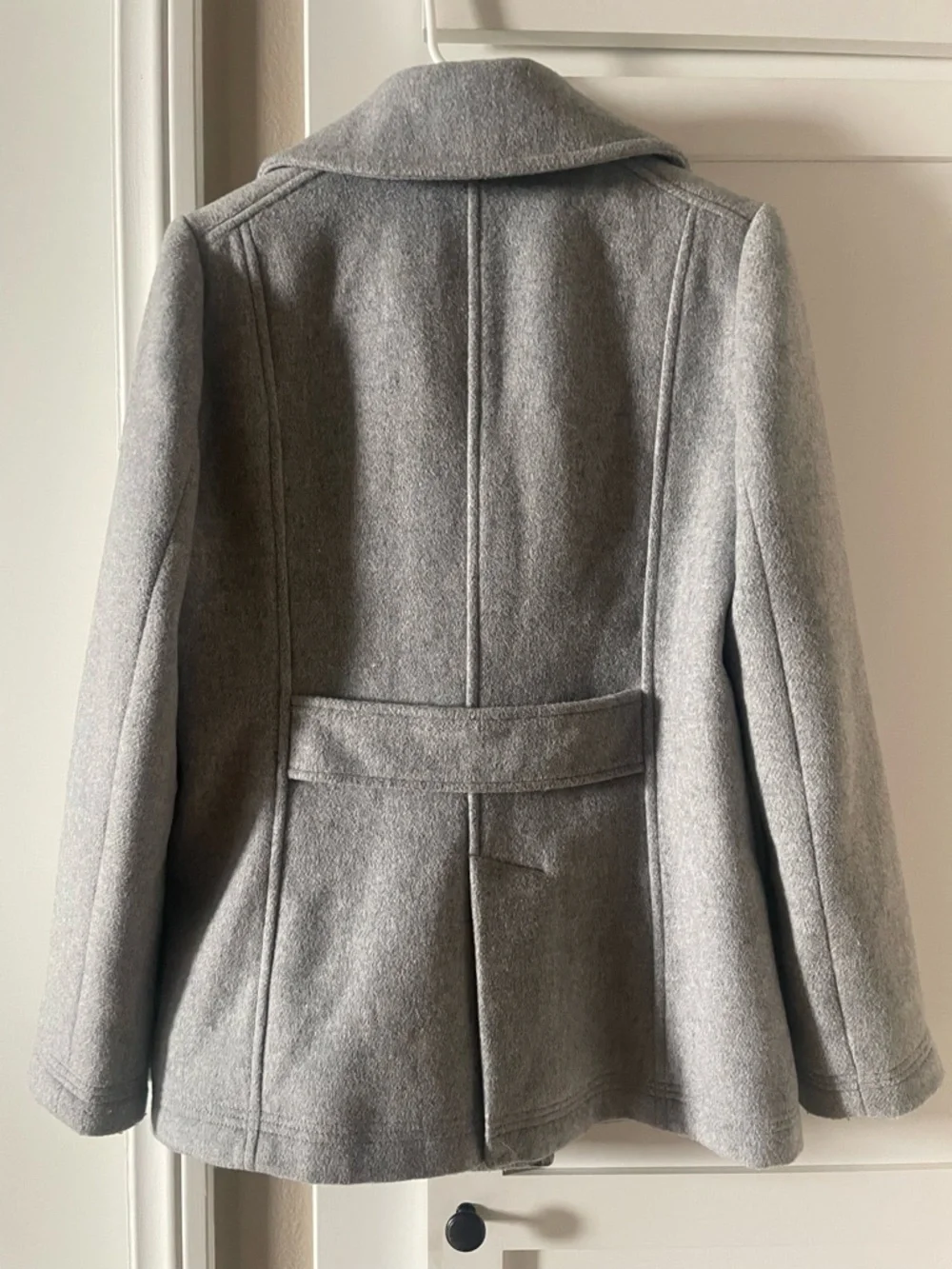 J. Crew Gray Double-Breasted Wool-Blend Peacoat with Gold Buttons - Picture 2 of 10